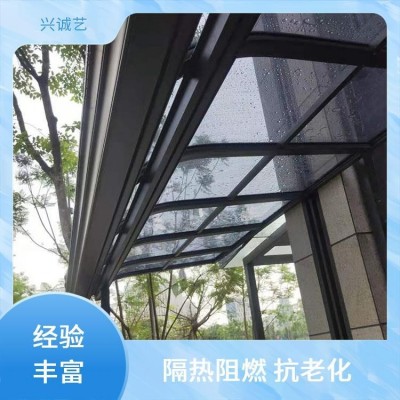 别墅无声雨棚 户外阳台防雨篷 露台棚晾衣服 车位车棚定做 厂家供应图3
