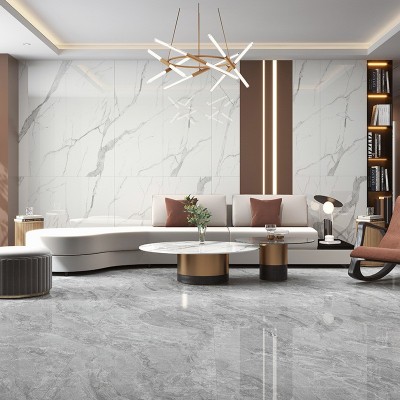 柔光卡拉拉白全瓷大理石瓷砖600×1200 客厅地砖背景墙卫生间瓷砖图2
