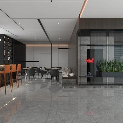 广东800*800亮光通体大理石瓷砖浅灰客厅餐厅卧室防滑耐磨地板砖图2