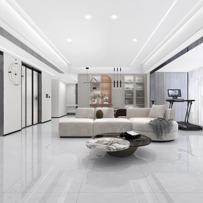 广东800*800亮光通体大理石瓷砖浅灰客厅餐厅卧室防滑耐磨地板砖图3