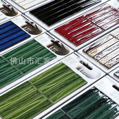 彩色窑变长条细长条手工砖卫生间商业店铺吧台装饰艺术背景墙瓷砖图3