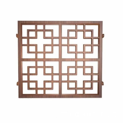 供应中式铝合金窗花花格栅仿古木纹烤漆铝窗花挂落防盗窗护栏隔断图5