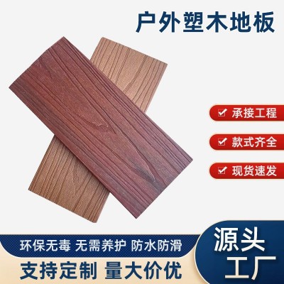 厂家直供二代共挤圆孔塑木地板室外庭院阳台地板自铺pvc塑木地板