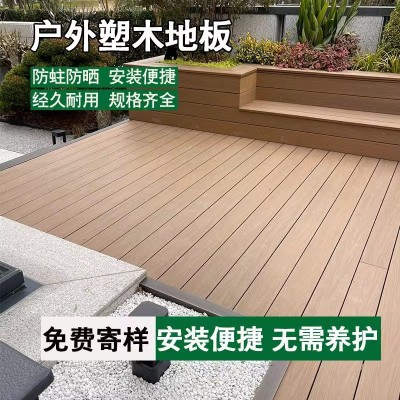 厂家直供二代共挤圆孔塑木地板室外庭院阳台地板自铺pvc塑木地板图3