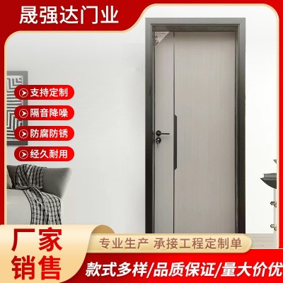 灰色隐形铝木门全铝门房间平开木门碳晶免漆实木卧室门隔音入户门图2