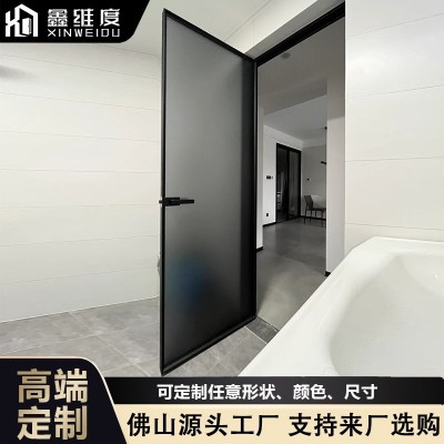 灰油砂极窄卫生间门超白长虹玻璃浴室厕所洗手间铝合金油砂玻璃门图5