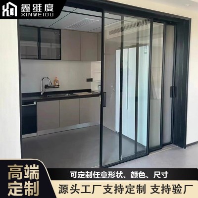 铝合金极窄厨房推拉门卫生间厕所客厅二三联动玻璃吊轨门隔断移门图3