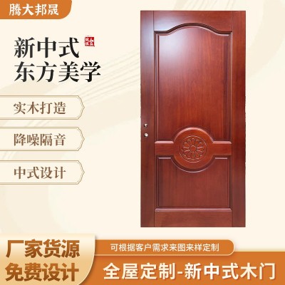新中式实木门原木卧室门纯实木烤漆门防盗隔音中式别墅入户门图1