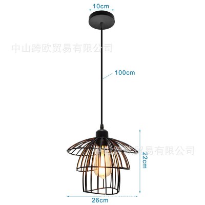 北欧吊灯复古铁艺草帽吊灯餐厅网红ins客厅灯创意床头灯楼梯灯图4