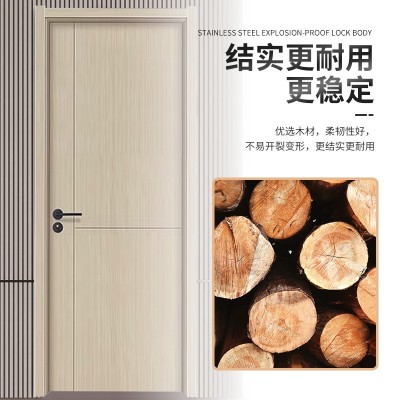 实木木门卧室门房间门免漆木质复合隔音无漆简约室内门套装门批发图4