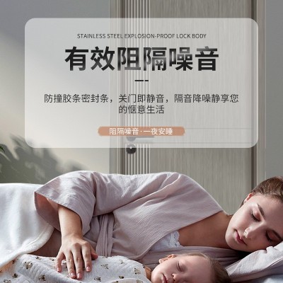 实木木门卧室门房间门免漆木质复合隔音无漆简约室内门套装门批发图3