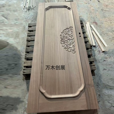 佛山纯原木双开门沙比利别墅大门入户门雕花烤漆门柚木实木子母门图4