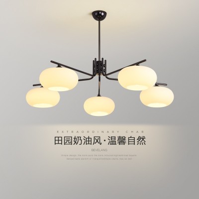 客厅吊灯中古包豪斯奶油风卧室房间灯北欧新款网红吧台餐厅吊灯图1