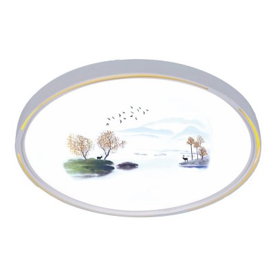 led全光谱护眼三防灯卧室餐厅新中式圆形客厅装饰画壁灯led吸顶灯图2