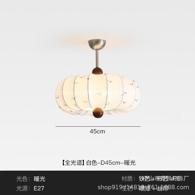 复古法式风布艺卧室吊灯栗子实木花纹餐厅吊灯浪漫创意房间主吊灯图5