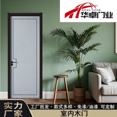 出口木门卧室门室内门免漆门法式实木复合白色烤漆门房间门图3