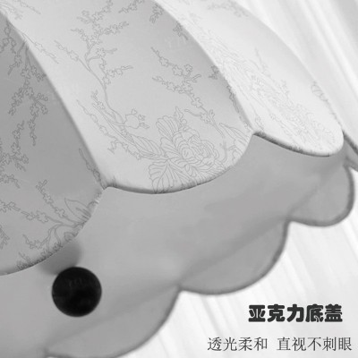 法式中古风南洋吊灯春晓卧室灯美式复古书房客厅创意布艺花朵灯具图5