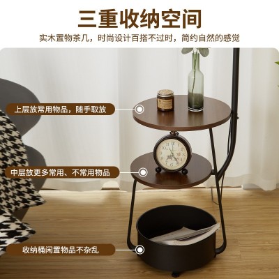 法式中古风落地灯氛围客厅沙发旁边角落灯卧室床头置物架一体台灯图5