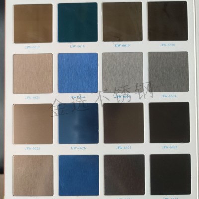 不锈钢样板册 75款彩色样镜面缎纹拉丝乱纹喷砂镀铜仿铜 厂家直供图2