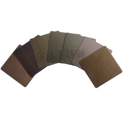 仿古铜不锈钢板 拉丝青古铜乱纹红古铜发黑纳米色油黄古铜镀铜板图4