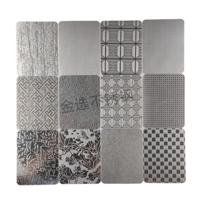 压花不锈钢 立方体回型大方格自由纹树纹金钱花木纹石纹珠光门板图3