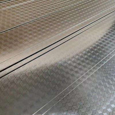 压花不锈钢 立方体回型大方格自由纹树纹金钱花木纹石纹珠光门板图4