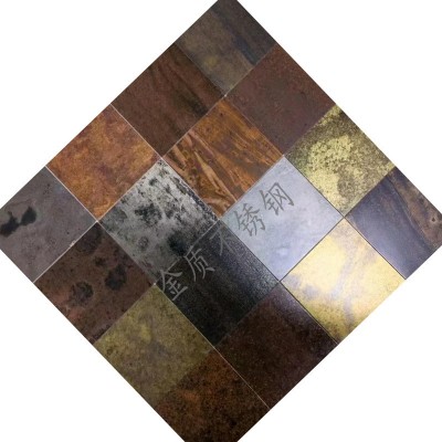 镀铜做旧不锈钢板 青红黄古铜做旧锈斑斑点发黑高端装饰电梯门图4