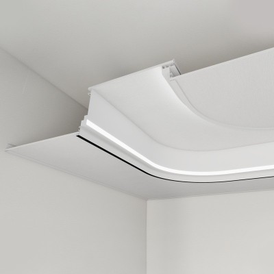 蜂窝板二级铝梁集成吊顶客厅无尘弧面发光圆弧形转角铝梁厂家批发图5