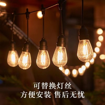跨境新款户外露营氛围灯串防水太阳能氛围装饰庭院灯S14串灯批发图2