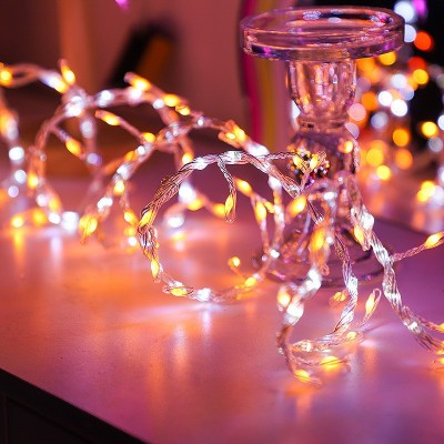 流水鞭炮灯led皮线灯串户外防水铜线灯庭院花园圣诞节流水瀑布灯图2