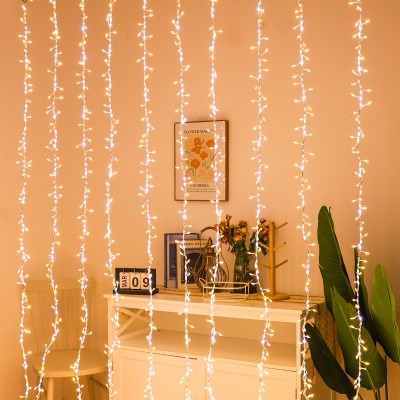 流水鞭炮灯led皮线灯串户外防水铜线灯庭院花园圣诞节流水瀑布灯图3