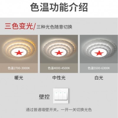 客厅主灯led吸顶灯2024新款五角星灯简约大灯体2米党建圆形大会堂图3