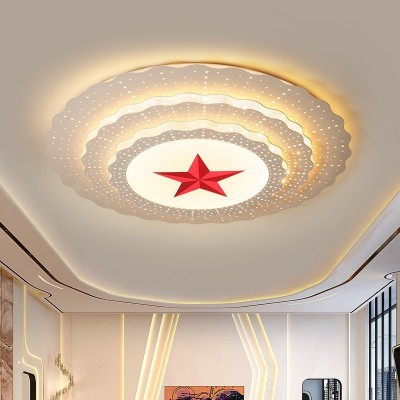 客厅主灯led吸顶灯2024新款五角星灯简约大灯体2米党建圆形大会堂图4