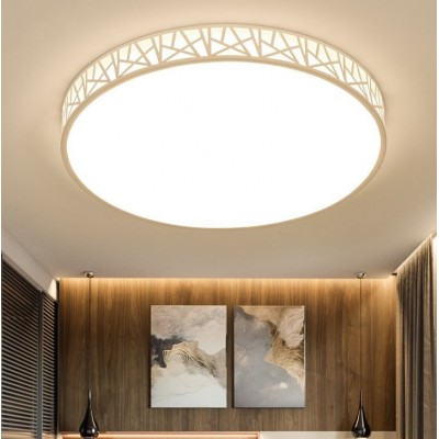 薄款圆形LED吸顶灯现代简约白鸟巢卧室灯大气客厅灯铁艺书房灯饰图5