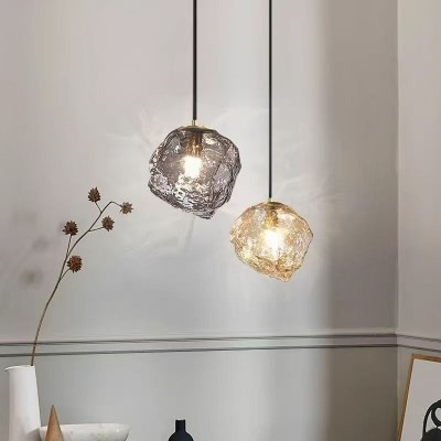 北欧简约艺术冰块餐厅小吊灯艺术玻璃创意玄关吧台卧室床头吊灯图2