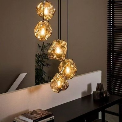 北欧简约艺术冰块餐厅小吊灯艺术玻璃创意玄关吧台卧室床头吊灯图4