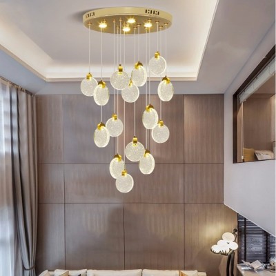 掌柜推荐 轻奢水晶灯loft复式大吊灯别墅酒店网红后现代楼梯间图2