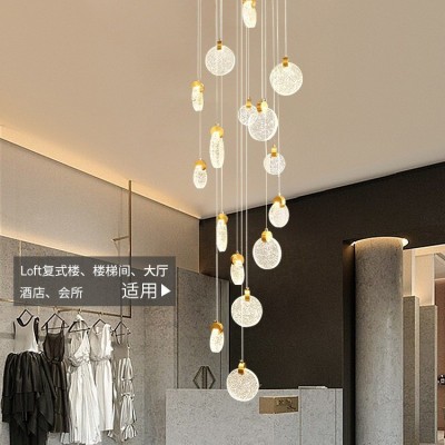 掌柜推荐 轻奢水晶灯loft复式大吊灯别墅酒店网红后现代楼梯间图3