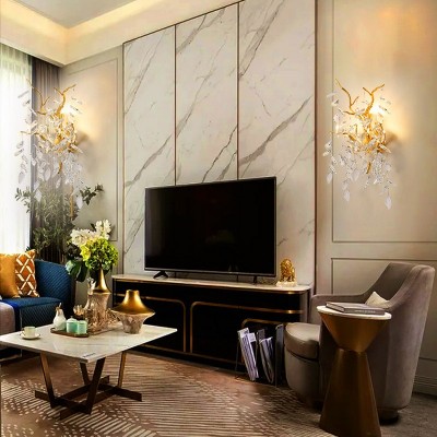 新款卧室床头灯室内壁灯房间轻奢创意ins风树枝水晶壁灯背景墙灯图4