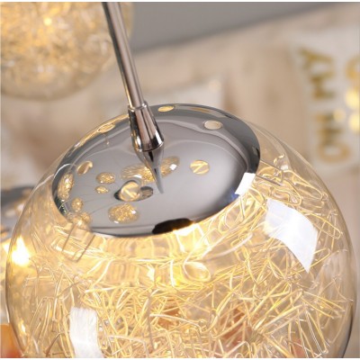 楼梯吊灯复式客厅北欧餐厅玻璃圆球形新中式别墅中空满天星长吊灯图4