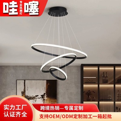 跨境轻奢北欧灯具创意个性卧室吧台餐厅吊灯环形吊灯客厅灯吊顶灯 100个图2