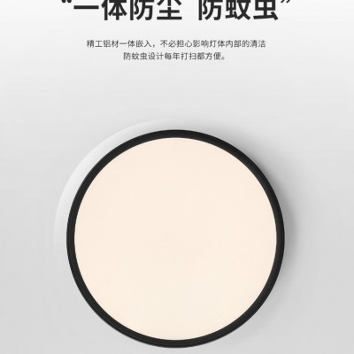 跨境简约卧室吸顶灯黑色无缝隙超薄主卧房间灯护眼圆形书房吸顶灯 10个图2