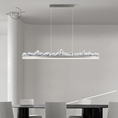 餐厅吊灯现代简约轻奢创意冰山开放式厨房设计师一字长条岛台灯具 1件图2