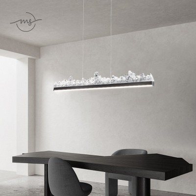 餐厅吊灯现代简约轻奢创意冰山开放式厨房设计师一字长条岛台灯具 1件图4