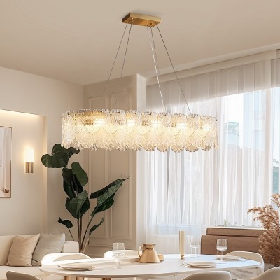 全铜水晶客厅灯后现代轻奢吊灯餐厅卧室简约大气贝壳花朵灯具 1件图5