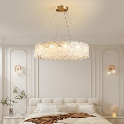 全铜水晶客厅灯后现代轻奢吊灯餐厅卧室简约大气贝壳花朵灯具 1件图4