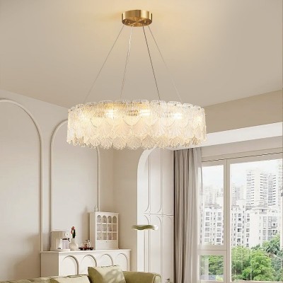 全铜水晶客厅灯后现代轻奢吊灯餐厅卧室简约大气贝壳花朵灯具 1件图2