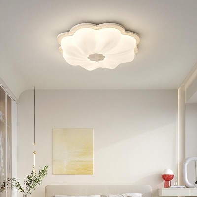 黄洞石吸顶灯奶油侘寂风温馨浪漫花朵卧室灯大气护眼房间灯具 1件图2