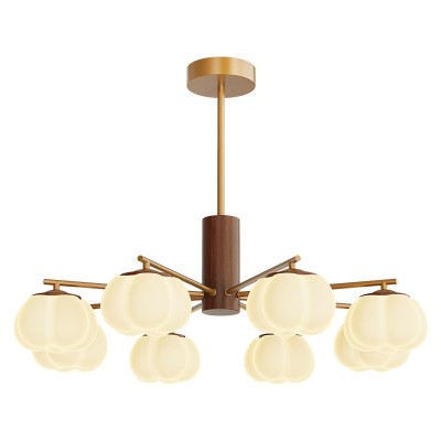 中古风吊灯客厅灯2025年新款黑胡桃木色侘寂风奶油棉花卧室餐厅灯 1件图4