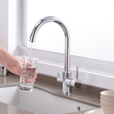 跨境厨房水龙头冷热三合一净水器直饮双控万向旋转洗菜盆水槽龙头 1个图2